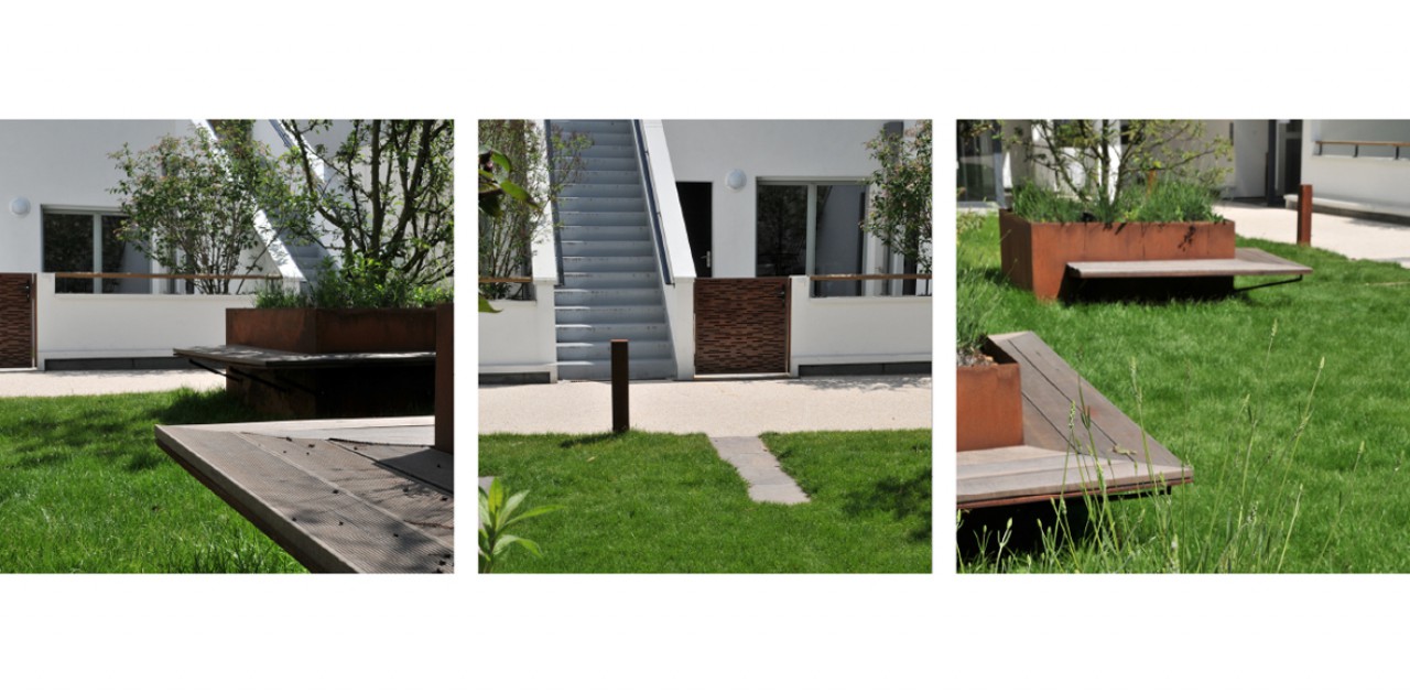 Triptyque des espaces communs du Jardin Insolite d'Ivry-sur-Seine